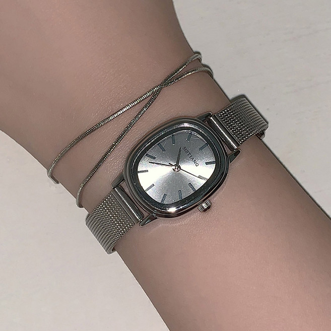 크레센 메탈 라운드 스퀘어 심플 손목 시계