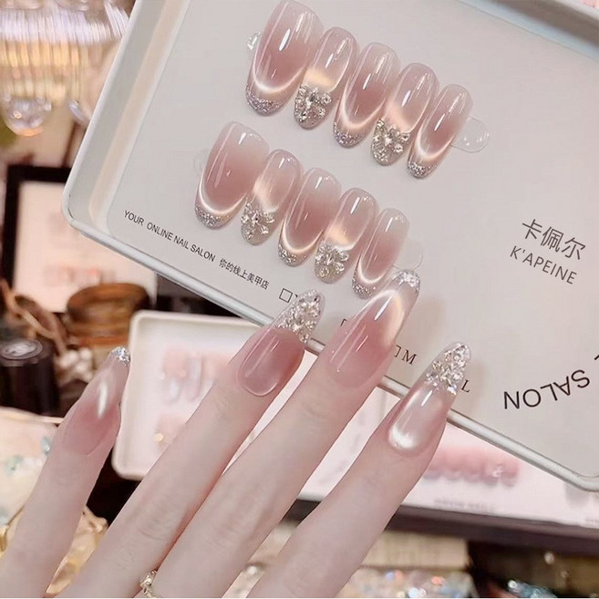 말랑네일 여리여리 보석 파츠 셀프네일 붙이는 네일팁, 1개, 핑크