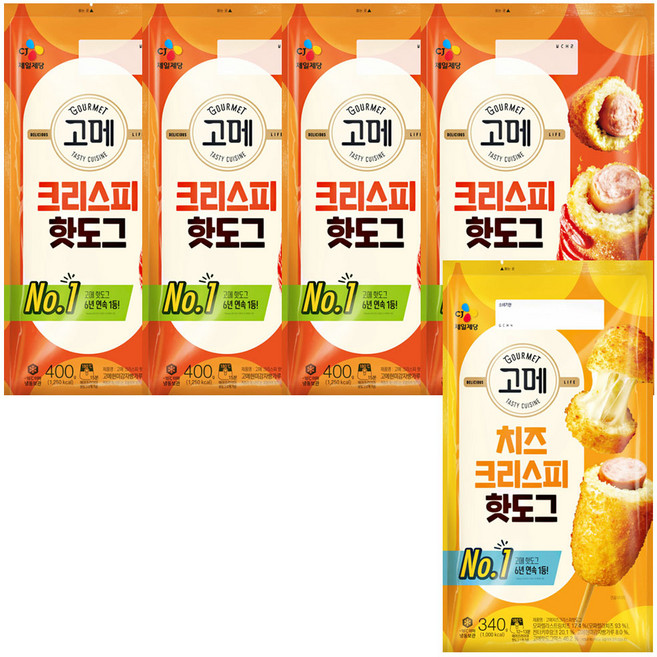 고메 크리스피핫도그 4개 + 고메 치즈크리스피핫도그 1개, 400g