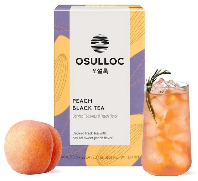 OSULLOC 피치 홍차 열대 망고 복숭아 맛 아이스 티백 과일 티 블렌드 제주도 프리미엄 20개 161999