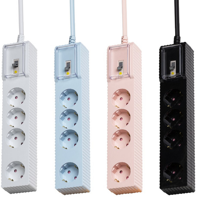 쿠폰15%_파워존 4000W 고용량 자동소화 웨이브 멀티탭 누전차단 4구, 자동소화+과부하차단+누전차단 4구, 5m, 1개, 블랙