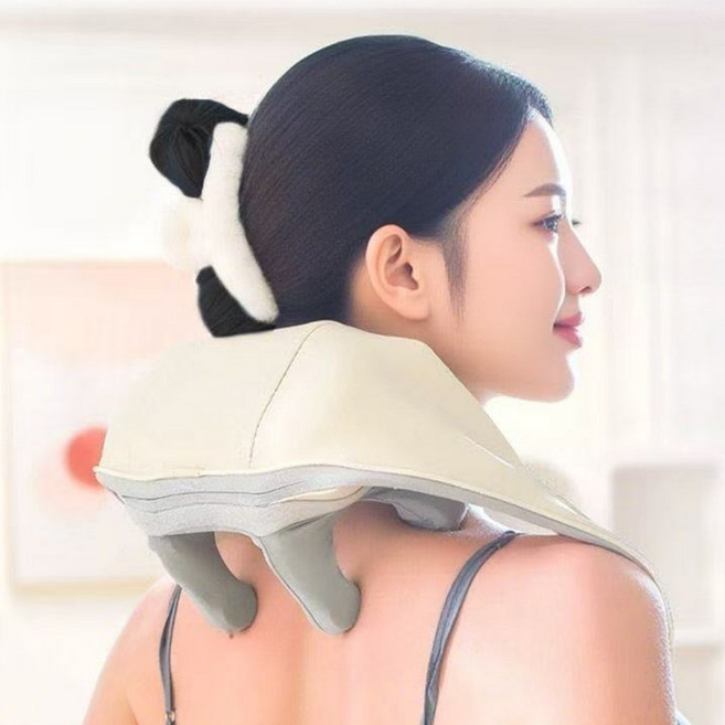 BENRAN 어깨마사지기 목 마사지기 경추 마사저 전기 온열 찜질기 안마기 3D 입체 주무름+찜질 기능 목 어깨 허리 피로 회복 선물추천 허리마사지기, 베이지