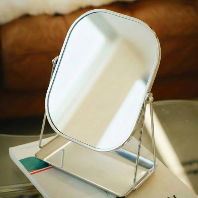 루메라 스테인레스 실버 트레이 탁상거울 (중형/각도조절)