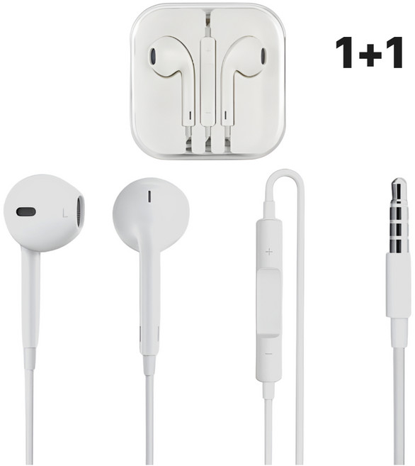 마스프렌즈 이어팟 타입 오디오 잭 유선 이어폰 2p, 화이트, 2개