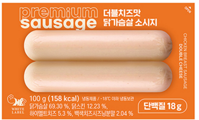 헬스앤뷰티 당류 ZERO 더블치즈 닭가슴살 소시지 100g, 1개