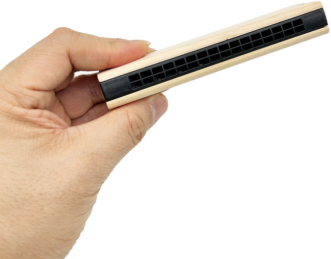 나무 하모니카 감성 우드 악기 캠핑 피크닉 휴대용, 1개, 원목, .