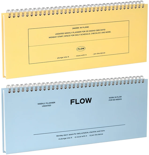 아이코닉 플로우 위클리 플래너 탁상용 2종 세트, BUTTERYELLOW + SOFTBLUE, 1세트 - 쿠팡
