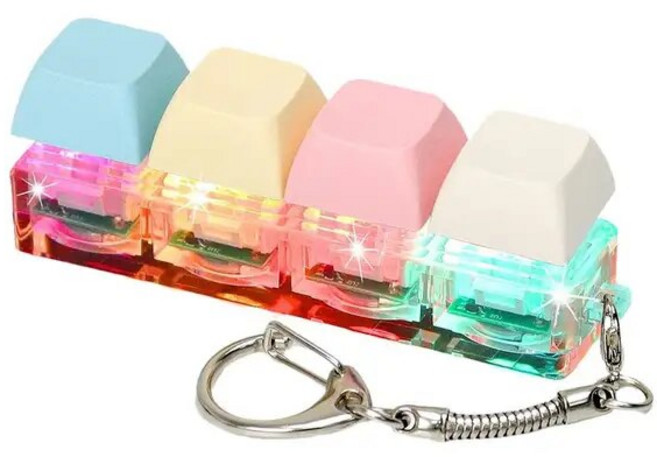 BenF Joy 4키 파스텔 딸깍이 피젯 토이 발광 기계식 스위치 키체인 키보드 클릭 단추 조명 스트레스 해소 사무실 장난감, 일자, 1개