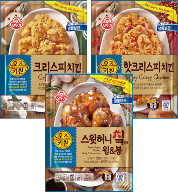 오뚜기 오즈키친 치킨 크리스피 + 핫 + 스윗허니 윙 봉, 1개