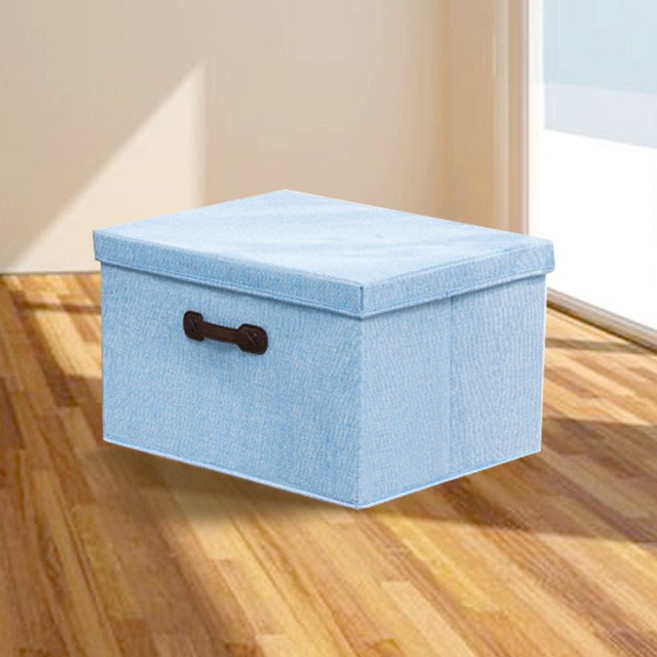 마벨인홈 커버형 모던 클래식 대용량 접이식 옷 이불 수납 보관 리빙박스, 중형, 아이스블루, 1개