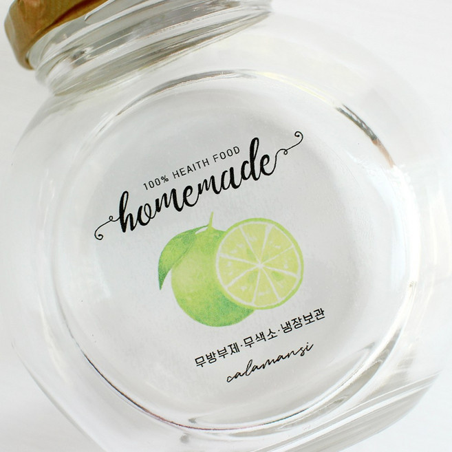 투명 깔라만시 수제청 스티커 과일청 수제잼 수제식초 과일 스티커 주문제작, 100매, 방수투명스티커