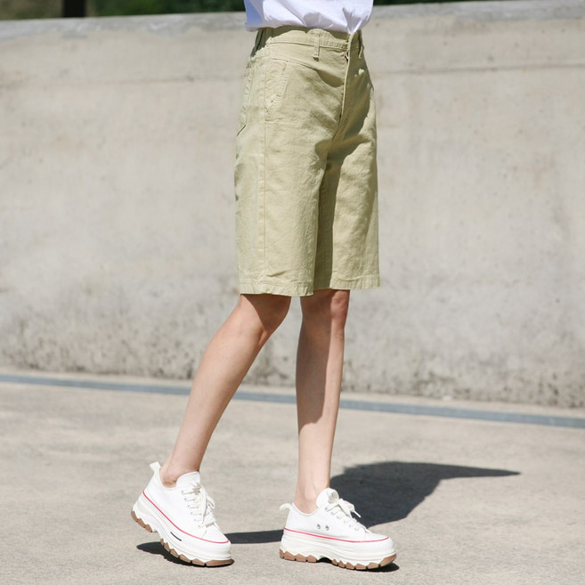 동대문스타일 빅사이즈 여자반바지 S~3XL 뒷밴딩 스판 5부 워싱 면반바지