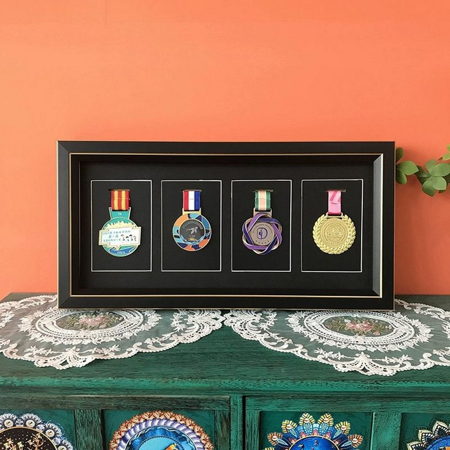 메달 액자 훈장 우승 영남알프스 수납 테이블 디스플레이, 메달 전시 액자 블랙 골드 메달미포함, 1개