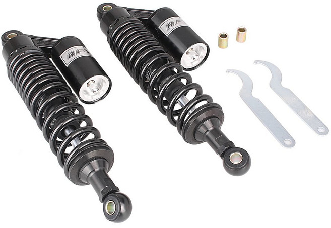 GZYF 13.5" 340mm 범용 모터사이클 리어 쇼크 업소버 서스펜션 혼다용 야마하용 스즈키용 가와사키 ATV 고 카트 쿼드 더트 스포츠 바이크 블랙 실버용, 340MM Black, 1개