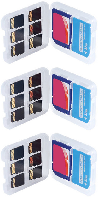 원폴뎀 8칸 8in1 SD 메모리카드 보관함 케이스, 3개, 투명
