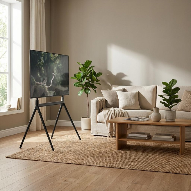 지마운트 티비거치대 무타공 TV 이젤형 스탠드 4604, 블랙, 1개, FS4604B