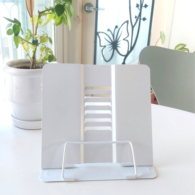 올리샵 높이조절 휴대용 독서대 접이식, 화이트