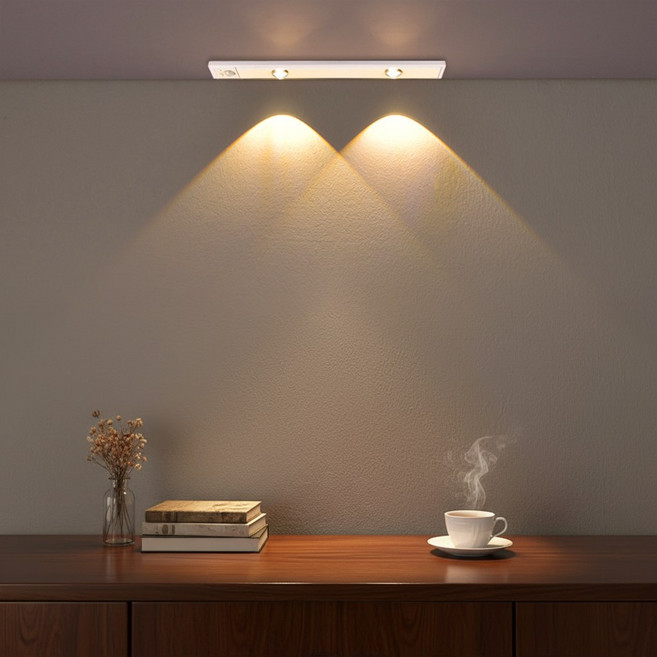 투데이리빙 3컬러 LED 무선 센서등 충전식 현관 실내 부착 전등 화장실 주방 베란다 조명, 화이트 30cm, 2개