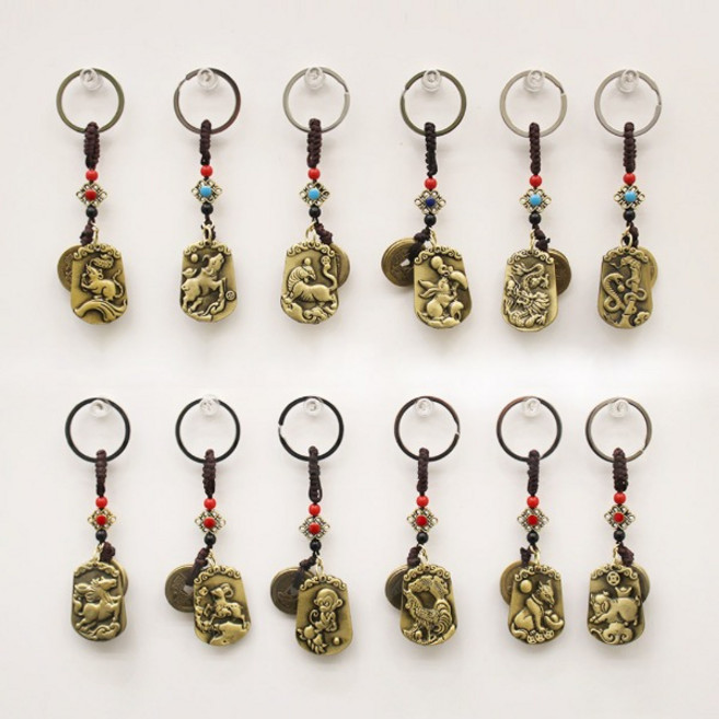 액막이 12지 엽전 재물운 열쇠고리 (양각) - 키링, 02 소, 1개