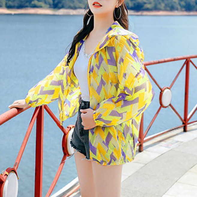여성 여름 캐주얼 야외 활동 자외선 차단 옷 후드집업 가디건