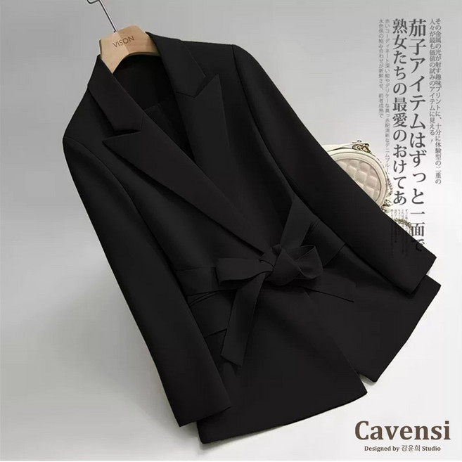 Cavensi 綁帶西裝外套 OL通勤面試首選 抗皺免燙 大尺碼 顯瘦