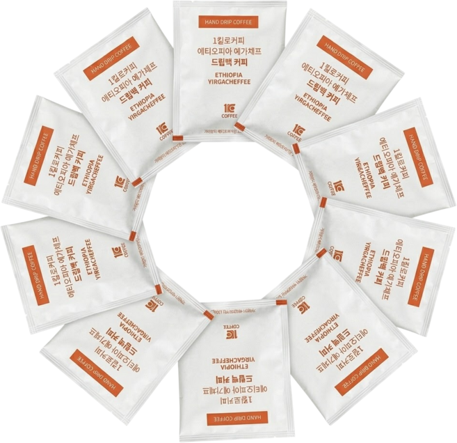 1킬로커피 에티오피아 예가체프 드립백 커피, 8g, 1개입, 10개