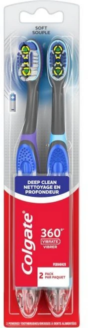 콜게이트 토탈 어드밴스드 360 플로스 팁 소닉 배터리 구동 치솔 2개입 132436, Grey, 2 Count (Pack of 1), Floss-Tip, 1개 - 쿠팡