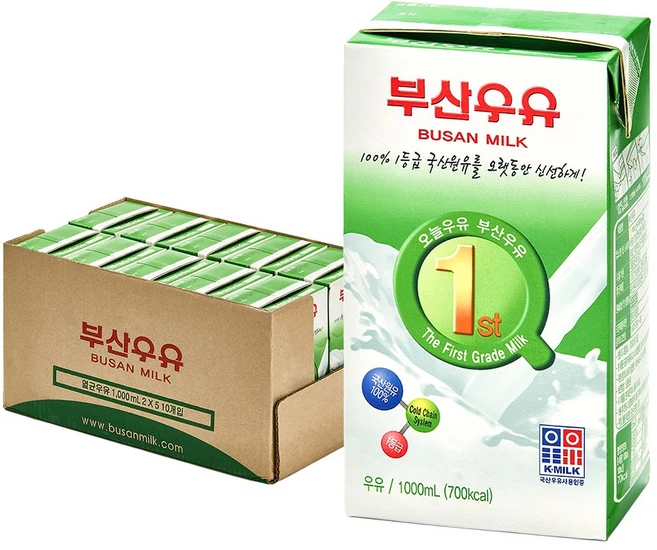 부산우유 멸균 흰우유, 1L, 10개 - 쿠팡