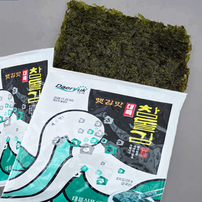 [대륙식품]전남 장흥에서 생산한 대륙 햇김맛 참 돌김 5매X5봉, 1개, 100g