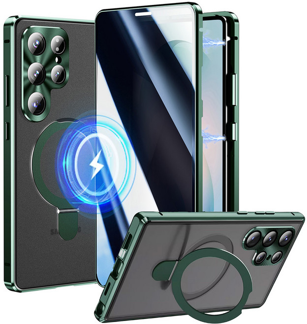 디상커 갤럭시 S26 울트라 사생활보호 맥세이프 양면 강화유리 풀커버 하드 범퍼 마그네틱 자동흡착 거치대 케이스