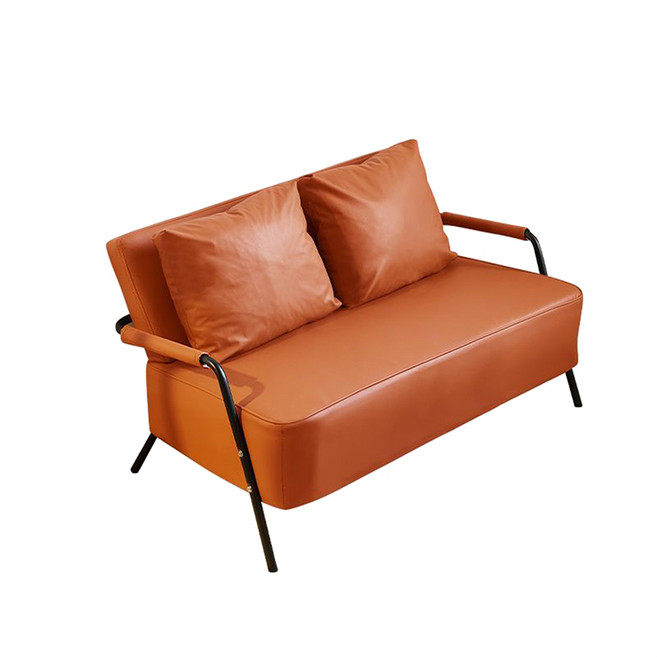 철제 1인용 미니소파 2인 3인 거실 카페 매장 빈티지 인테리어 소파의자, 주황색(기능성 패브릭)