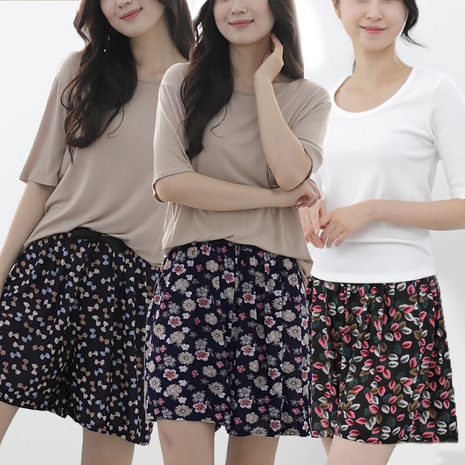 [1+1] 밍밍 달라붙지않는 여성 밴딩 반바지 파자마 (3color)