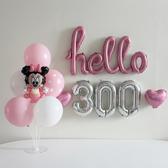 미키마우스 미니마우스 기념일 파티 풍선세트, 1세트, 미니마우스 300일