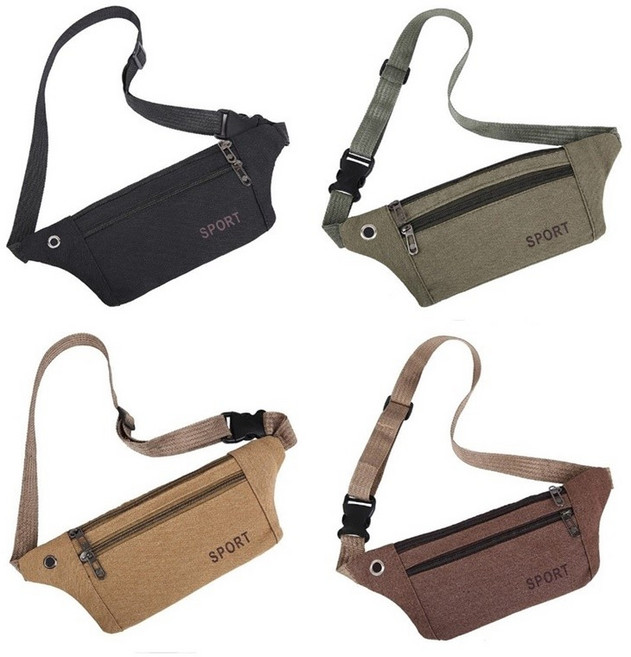 힙색 소형 캔버스 허리 가방 슬링백 웨이스트 백 겸용 안쪽 방수 휴대폰 소지품 미니 보조 빽 여행 스포츠