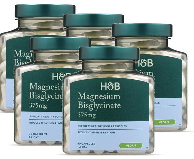 홀랜드앤바렛 마그네슘 비스글리시네이트 375mg 캡슐 Holland & Barrett Magnesium Bisglycinate, 5개, 90정