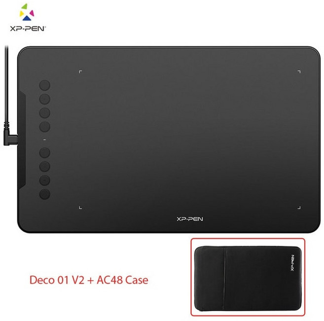 디로잉태블릿 가성비 타블릿 xppen deco 01 v2 10인치 드로잉 태블릿 그래픽 디지털 태블릿 틸트 android windows mac 8 8192 레벨, deco01 v2 및 케이스