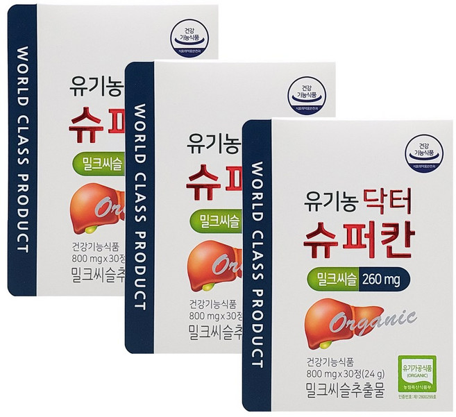 닥터슈퍼칸 유기농 밀크씨슬 24g, 30정, 3개