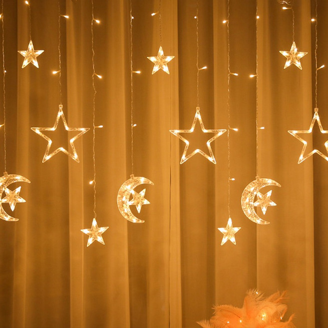 USB遙控星月燈 (A1900) 聖誕/耶誕燈/燈串/螢火蟲/星星燈/七彩燈/直播背景燈/裝飾燈/窗簾燈, 1個, 抱星款(暖白)