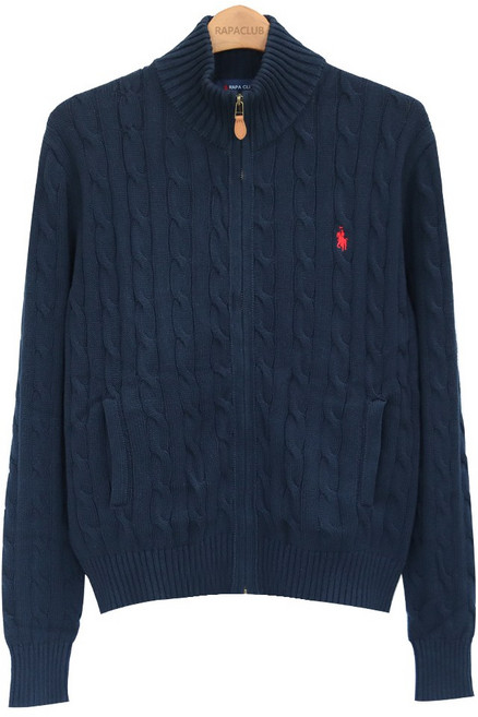 라파클럽 남성 코튼 케이블 풀 지퍼 니트 스웨터 면 100%