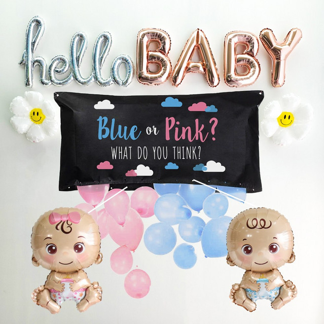 이벤트홀릭 젠더리빌 시크릿 포켓 풍선세트 성별공개 확인 베이비샤워, 1개, 4.[풀세트] Blue or Pink