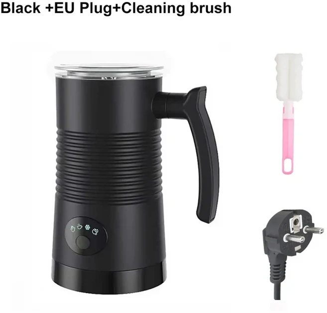 커피 카푸치노 라떼용 전기 우유 거품기 4 in 1 냉온 자동, 02 Black EU Plug