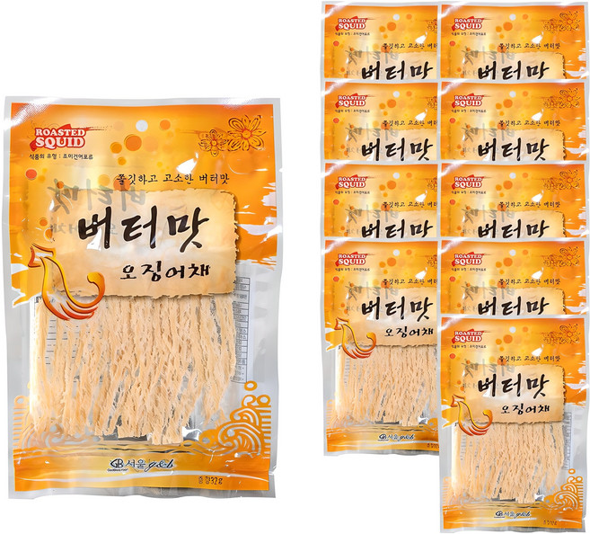 서울지앤비 버터맛 오징어채, 32g, 10개