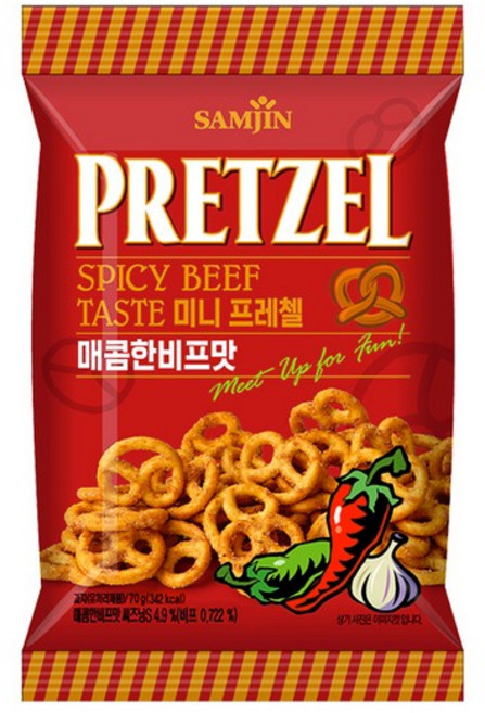 삼진 미니프레첼 매콤비프 1박스 70gx24입, 70g