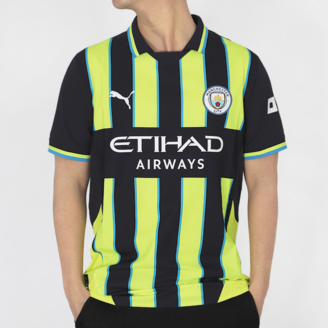 푸마 맨체스터 시티 Authentic Away Jersey 반팔 유니폼 맨시티 202425 뉴 네이비+옐로우 글로우, 상세설명참조
