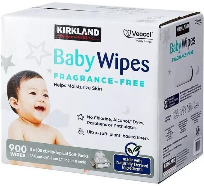 Kirkland Signature 科克蘭 柔軟無香精嬰兒濕巾 900張, 9個