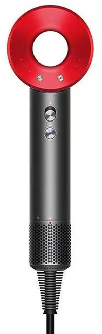 高速無葉電吹風機家用負離子大功率速幹恒溫護發無刷吹風機, 英規1.8米(三插頭), 中國紅無嘴＋支架