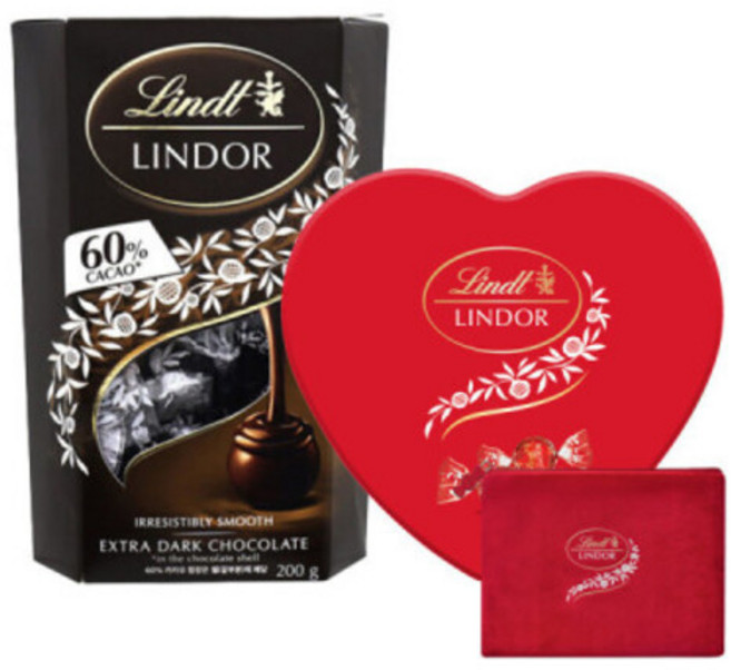 린트 초콜릿 린도볼 하트틴 8P 100g+ 다크 200g + 파우치, 1개, 1g