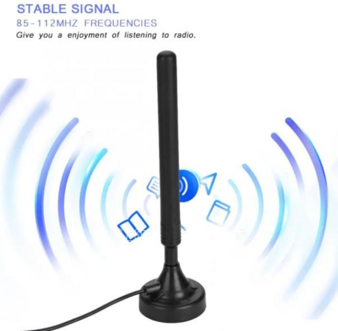 가정용 25dB 고 이득 FM 라디오 안테나 85-112Mhz 고감도 USB 신호 증폭기가있는 낮은 바닥용, 1개