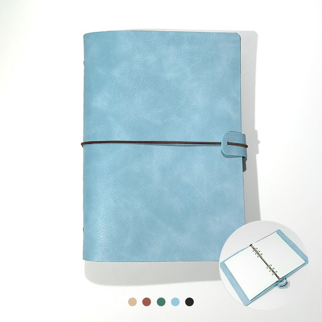 푸꾸푸꾸 빈티지 가죽 다이어리 업무 만년 바인더, 스카이