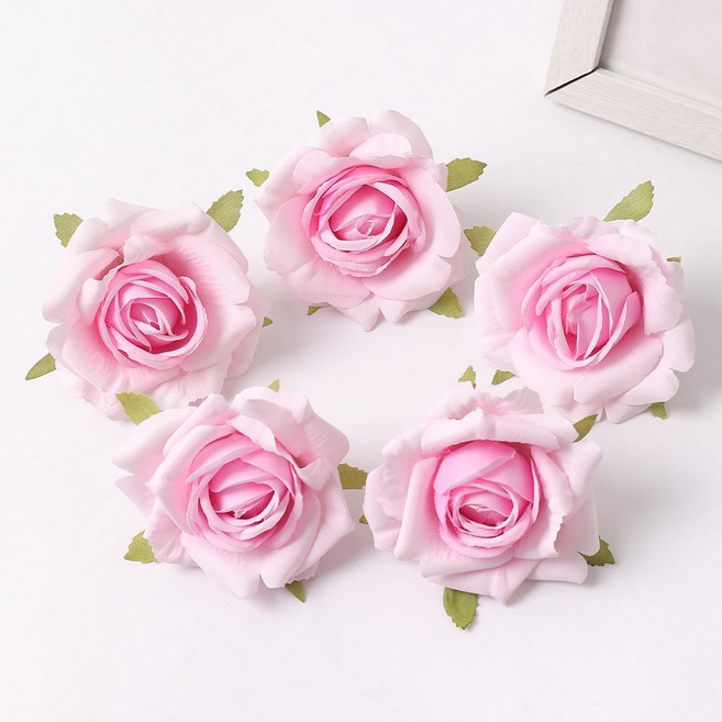 仿真花天狼玫瑰假花朵 塑料花 頭飾diy材料, 1個, 粉色1朵【樣品裝】